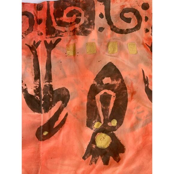 Vintage 80s BOHO Laise Adzer Hand-Painted Silk Tunic Top Bird Print Lagenlook - Picture 3 of 9